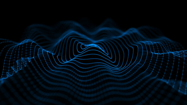 抽象的背景与蜘蛛网。粒子的动态波。大数据。3 d渲染。图片下载