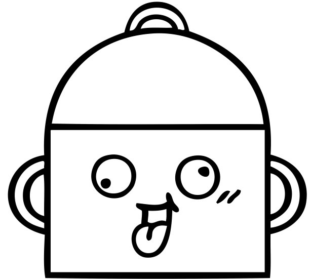 一个烹饪锅的线条漫画图片下载