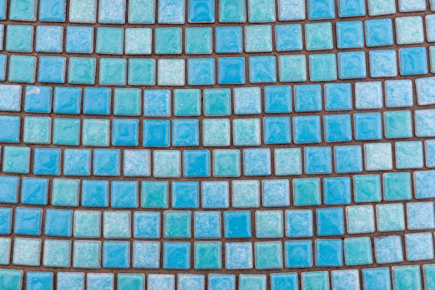 游泳池的蓝绿色马赛克墙背景图片下载