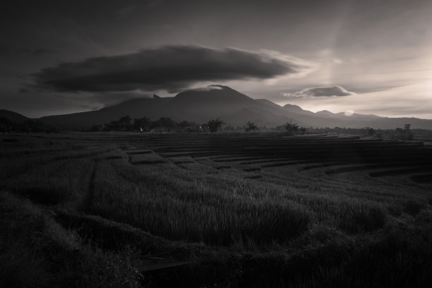 美丽的印度尼西亚自然全景与美丽的色彩和自然光的早晨天空图片下载