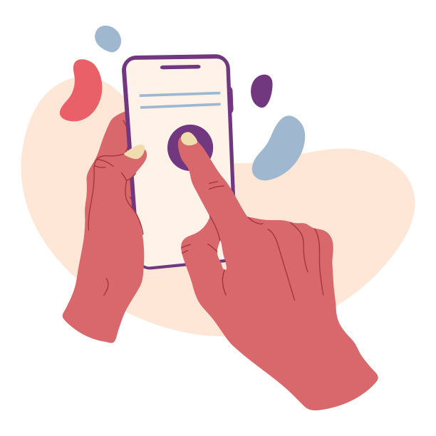 双手滚动智能手机屏幕。人的手拿着手机，手机在手中平面矢量插图在白色背景图片下载