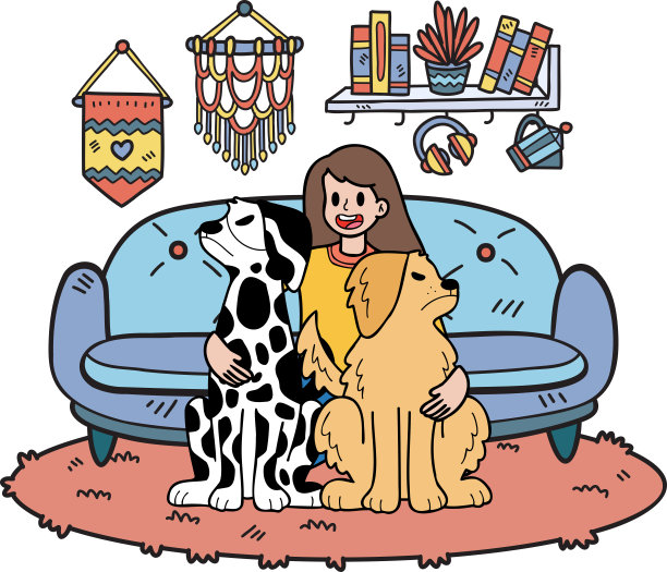 这只狗对主人的涂鸦风格的插图很生气图片下载