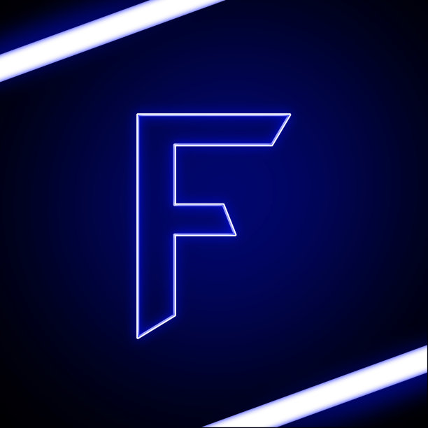 霓虹灯字母f与剪辑路径。三维演示图片下载