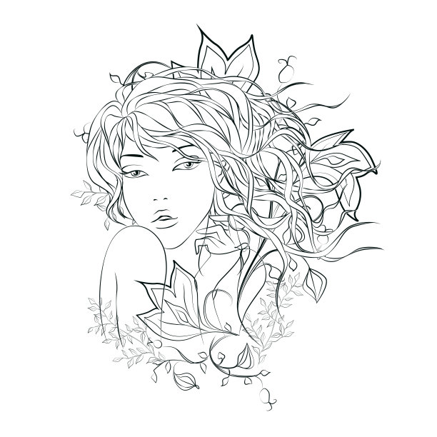 美丽的女孩在花卉背景图片下载