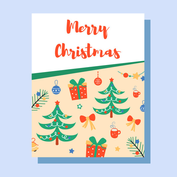现代通用艺术模板。可爱元素的圣诞贺卡。插图。图片下载