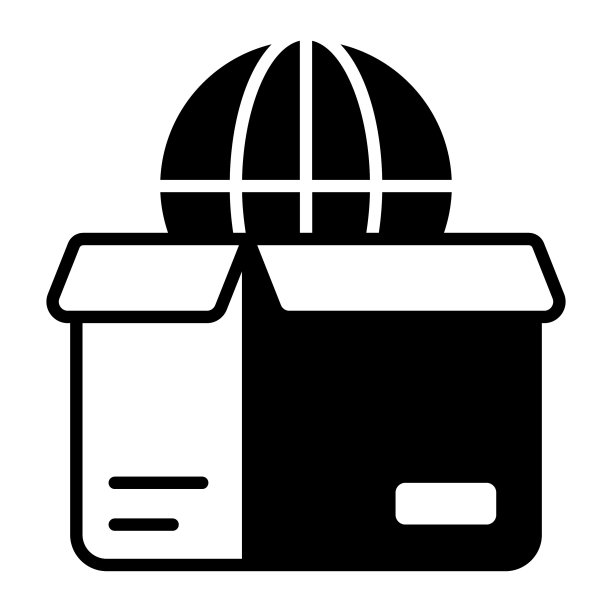 包装箱与全球交付的全球图标图片下载