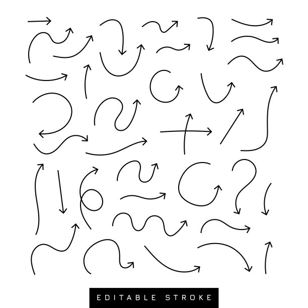 草图箭头集。矢量插图为您的业务和教育设计。设计元素。易于编辑图片下载