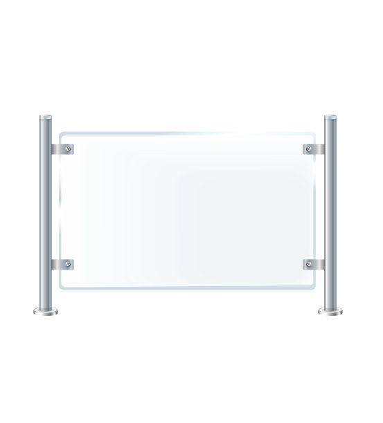 带扶手的玻璃或有机玻璃栅栏。阳台或办公室露台的建筑护栏。图片下载