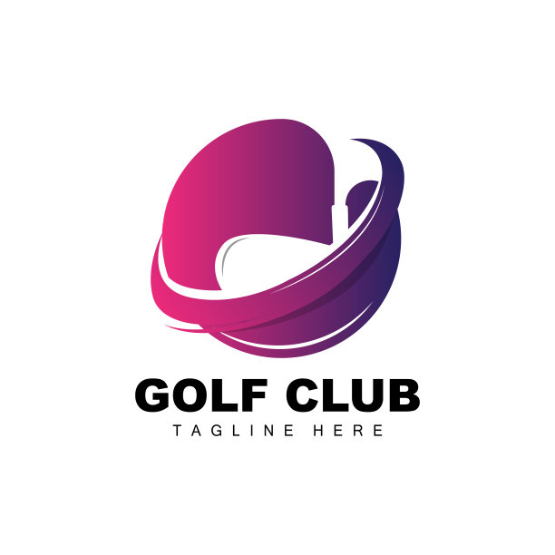 矢量图标标志高尔夫球，棍子，和高尔夫球。户外游戏，复古概念插图图片下载