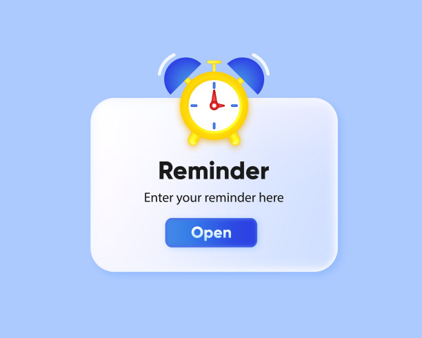 3D设计中的提醒。通知页面。业务计划，事件，提醒和时间表。带有通知铃的警报通知。重要的提醒。矢量插图。图片下载