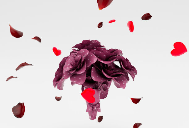 花束三维插图最小三维渲染在白色背景图片下载