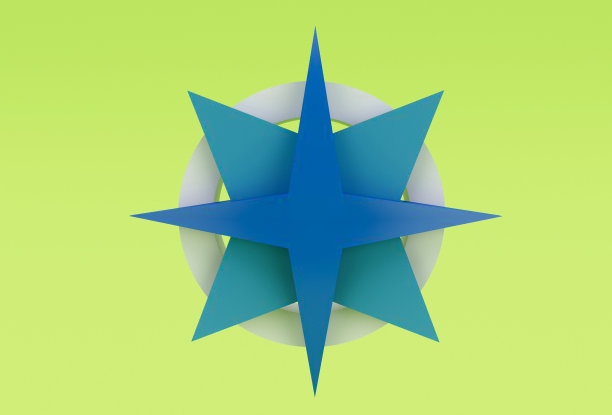 指南针图标的三维插图最小渲染的白色背景。图片下载