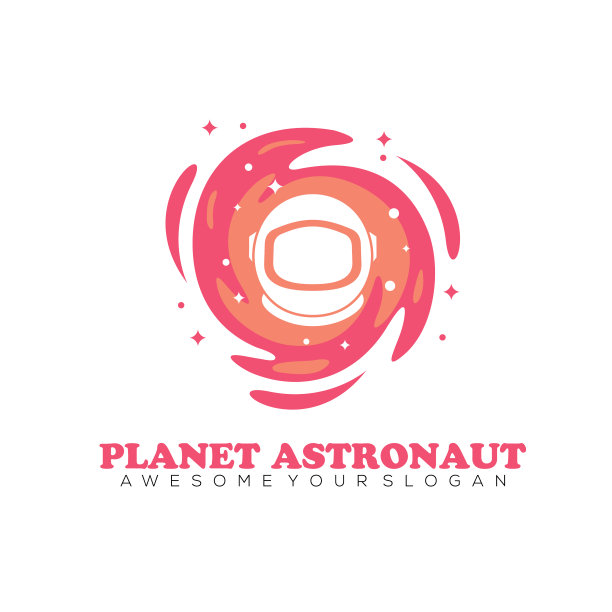 行星宇航员抽象矢量符号，徽章，图标或模板图片下载