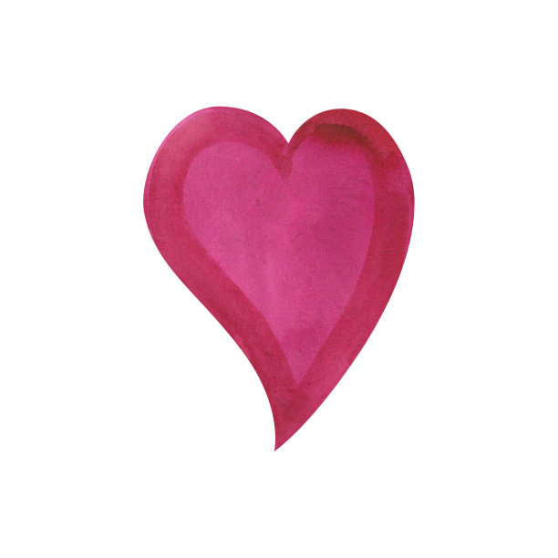 水彩画心形粉红色孤立在白色背景上。情人节卡片手绘插图图片下载