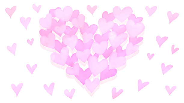 很多粉红色的心形背景图片下载