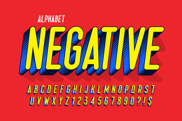 时尚的3d漫画设计，彩色字母，字体。图片下载