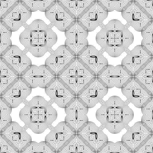 矢量线图标无缝模式隔离在白色背景上图片下载