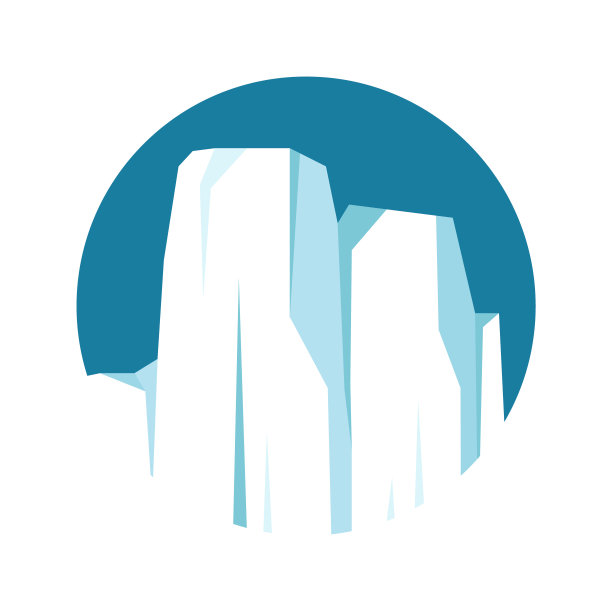 圆形漂浮的冰山，漂移的北极冰川，冰冻的海水块。冰雪覆盖的高山。融化的冰峰。南极雪景。南极和北极。矢量图图片下载