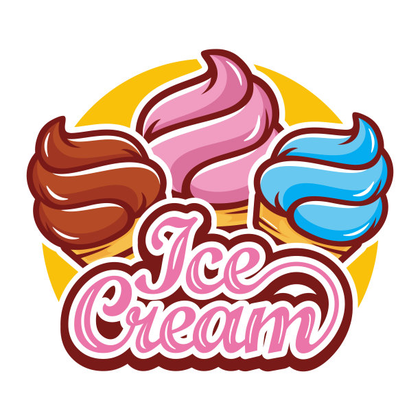 冰淇淋标志设计矢量插图图片下载