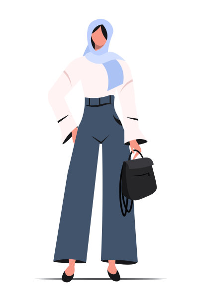 平面矢量卡通穆斯林年轻的商业妇女在头巾。图片下载