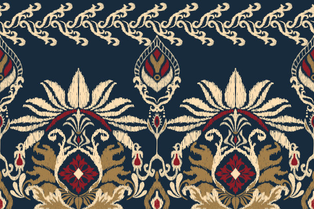 伊卡特花涡纹刺绣图片下载