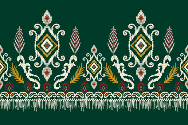 伊卡特花涡纹刺绣图片下载