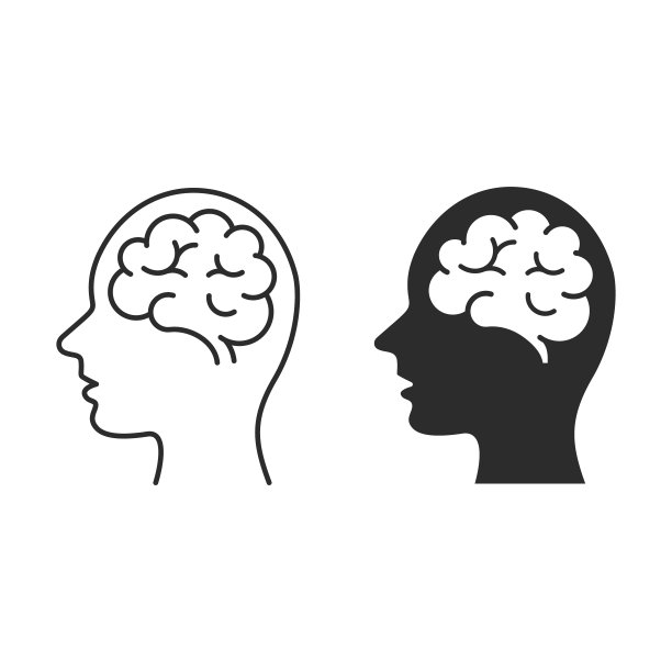 人脑图标设置。向量孤立的简单线符号图片下载