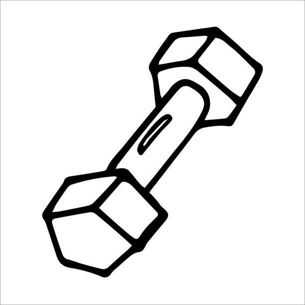 哑铃涂鸦风格矢量插图孤立的白色图片下载