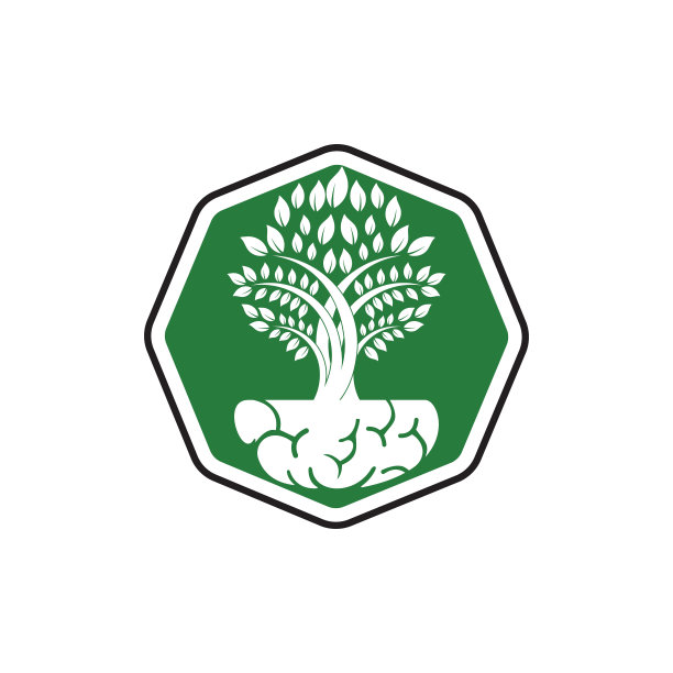 智能成长标志设计。由大脑植物生长的图标logo设计。图片下载