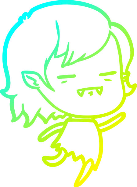 冷梯度线绘制的卡通不死吸血鬼女孩图片下载