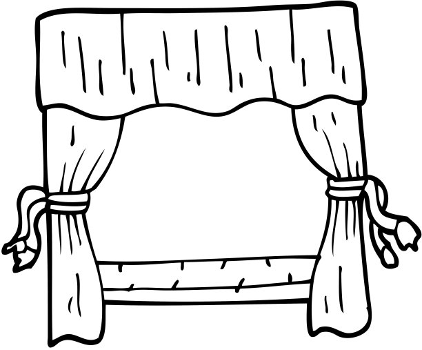 线条画卡通舞台窗帘图片下载