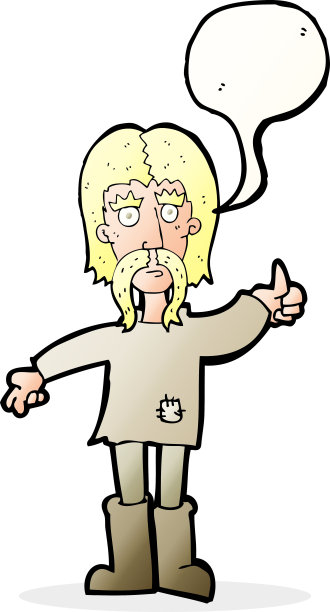 卡通嬉皮士男子给大拇指符号与语音泡泡图片下载