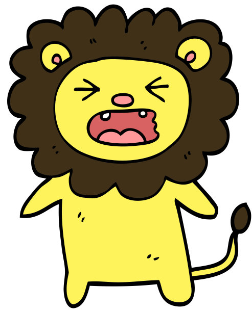 手绘涂鸦风格卡通怒狮图片下载