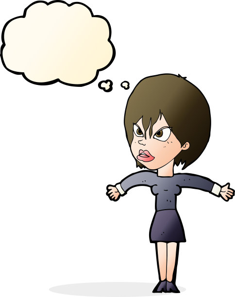 卡通惹恼了女孩的思想泡泡图片下载