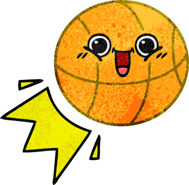 一个篮球的复古垃圾质感卡通图片下载