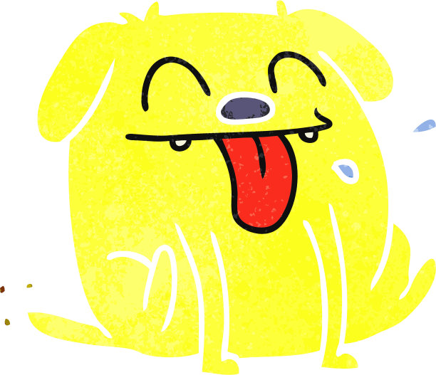手绘可爱的卡哇伊狗的复古卡通图片下载