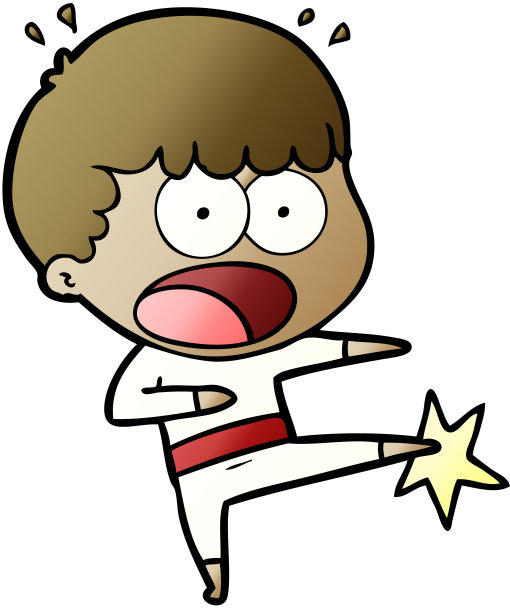 卡通男孩空手道踢腿图片下载