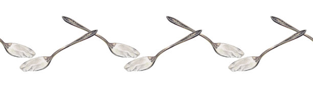 无缝边水彩勺与面粉或淀粉或白底糖。制作甜点或其他餐点的手工配料。烤一个派。烹饪书的壁纸或包装边框图片下载