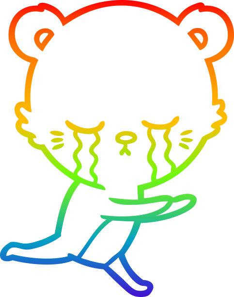 彩虹渐变线画一个哭泣的卡通熊图片下载