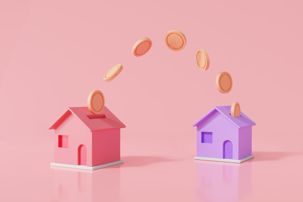 3d图标渲染插画家转账钱。住宅金融经济。住房物业投资，住房抵押。商业贷款为房地产概念。极简的卡通风格。图片下载