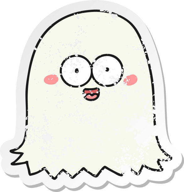 心疼的卡通友好鬼贴纸图片下载