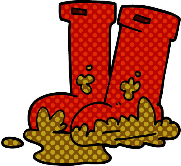 卡通涂鸦泥泞的靴子图片下载