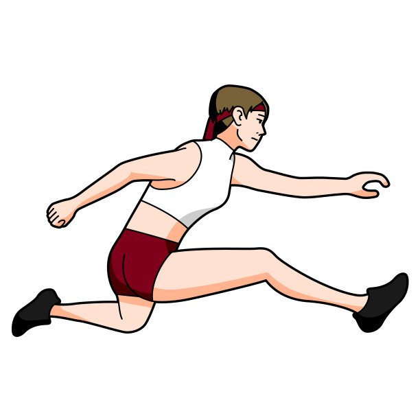 一个人(女性)跑田径(跨栏跑)的插图，白色背景，矢量，剪辑图片下载