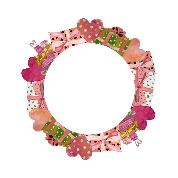 花环爱情情人节礼物气球水彩画图片下载