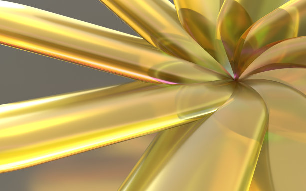 金色水晶玻璃花的3D插图图片下载