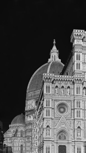 佛罗伦萨花之圣玛丽(黑白相间，上面有复印空间)图片下载