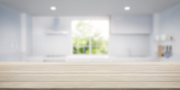 三维渲染木材柜台的产品显示背景。图片下载