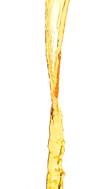 黄色橙汁、柠檬汁或润滑油飞溅，液体金黄色饮料滴。果汁饮料水元素的线条形式。新鲜的水花和流动的射流，白色的背景隔离冻结图片下载