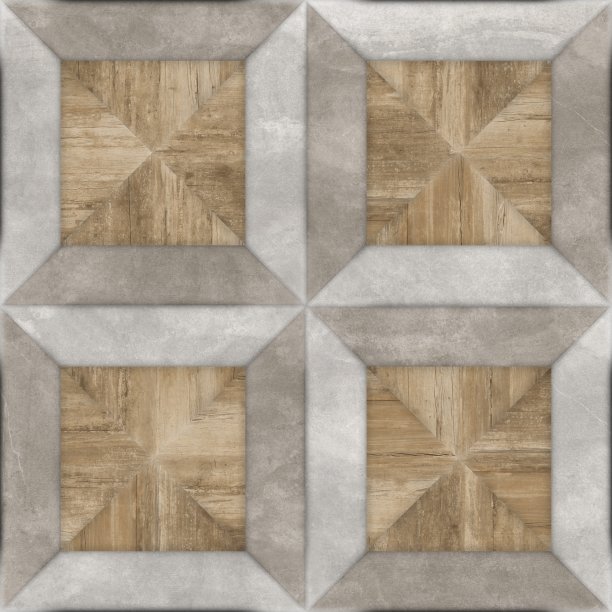 几何时尚插图与木材和水泥纹理。现代马赛克木制和大理石纹理图片下载