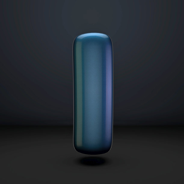 深蓝色闪亮字体字母I 3D图片下载